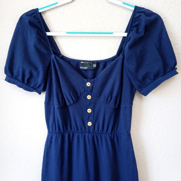 ASOS DESIGN jersey button front cupped tea culotte jumpsuit in navy - Picture 7 of 12